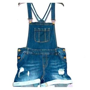 Forever 21 denim overall shorts